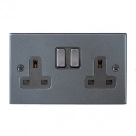 Edit Hartland 2 Gang Double UK Socket - Anthracite
