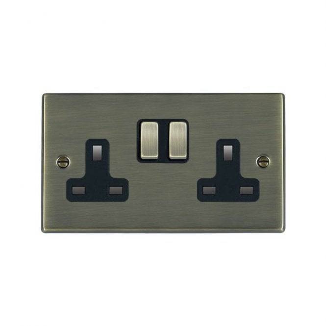 Edit Lighting Edit Hartland 2 Gang Double UK Socket - Antique Brass