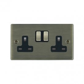 Edit Hartland 2 Gang Double UK Socket - Antique Brass