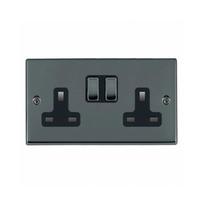 Edit Lighting Edit Hartland 2 Gang Double UK Socket - Black Nickel
