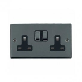 Edit Hartland 2 Gang Double UK Socket - Black Nickel