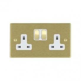 Edit Hartland 2 Gang Double UK Socket - Satin Brass