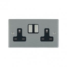 Edit Hartland 2 Gang Double UK Socket - Satin Stainless Steel