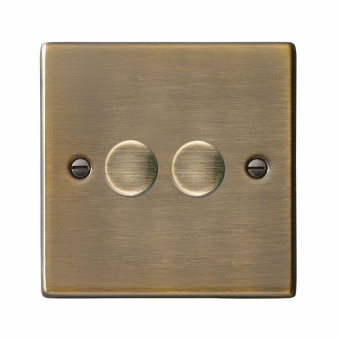 Edit Lighting Edit Hartland 2 Gang LED Rotary Dimmer Switch - Antique Brass