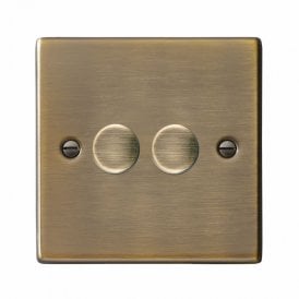 Edit Hartland 2 Gang LED Rotary Dimmer Switch - Antique Brass
