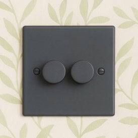 Edit Hartland 2 Gang LED Two Way Rotary Dimmer Switch - Anthracite