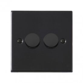 Edit Hartland 2 Gang LED Two Way Rotary Dimmer Switch - Matt Black