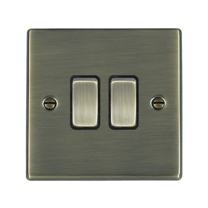 Edit Lighting Edit Hartland 2 Gang Two Way Rocker Switch - Antique Brass & Black
