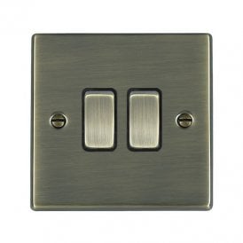 Edit Hartland 2 Gang Two Way Rocker Switch - Antique Brass & Black