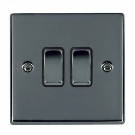 Edit Hartland 2 Gang Two Way Rocker Switch - Black Nickel & Black