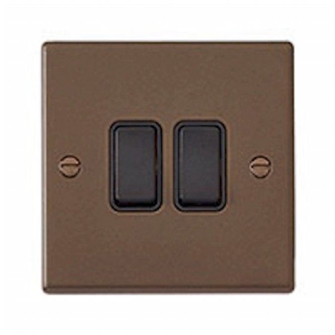 Two Way Spring Rocker Switch Edit Hartland 2 Gang Two Way Rocker Switch - Richmond Bronze