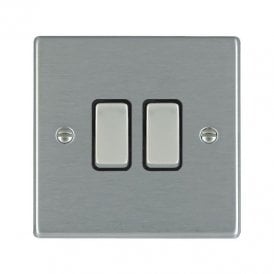 Edit Hartland 2 Gang Two Way Rocker Switch - Satin Stainless Steel