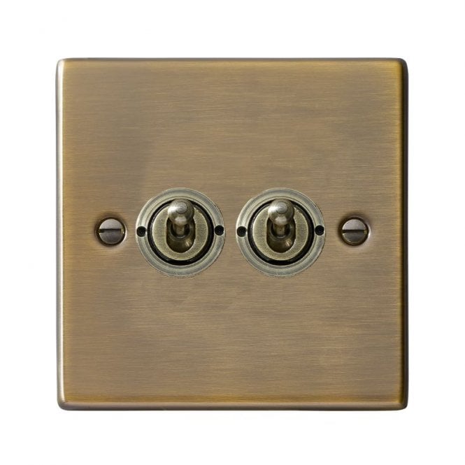 Edit Lighting Edit Hartland 2 Gang Two Way Toggle Switch - Antique Brass