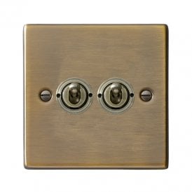 Edit Hartland 2 Gang Two Way Toggle Switch - Antique Brass