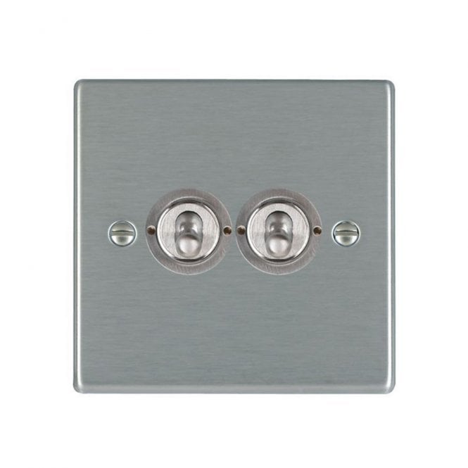 Edit Lighting Edit Hartland 2 Gang Two Way Toggle Switch - Satin Stainless Steel