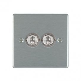 Edit Hartland 2 Gang Two Way Toggle Switch - Satin Stainless Steel