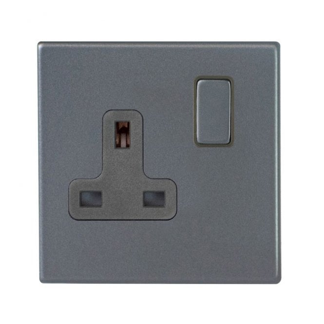 Edit Lighting Edit Hartland Screwless 1 Gang Single UK Socket - Anthracite
