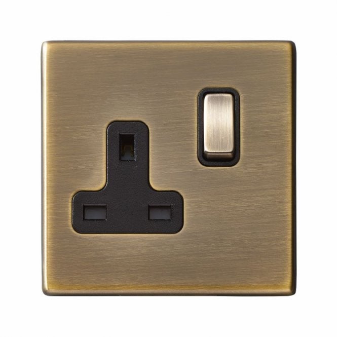 Edit Lighting Edit Hartland Screwless 1 Gang Single UK Socket - Antique Brass