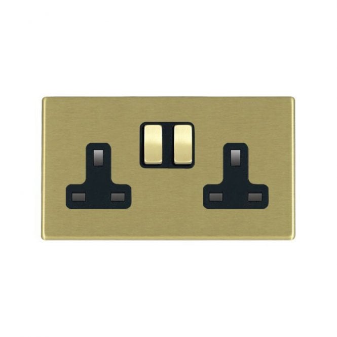 Edit Lighting Edit Hartland Screwless 2 Gang Double UK Socket - Satin Brass