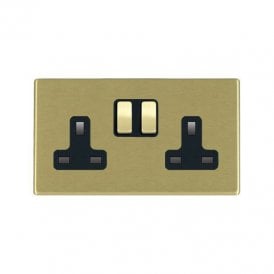 Edit Hartland Screwless 2 Gang Double UK Socket - Satin Brass