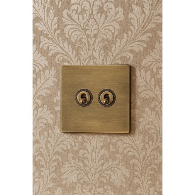 Edit Lighting Edit Hartland Screwless 2 Gang Two Way Toggle Switch - Antique Brass