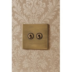 Edit Hartland Screwless 2 Gang Two Way Toggle Switch - Antique Brass