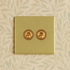 Edit Hartland Screwless 2 Gang Two Way Toggle Switch - Satin Brass