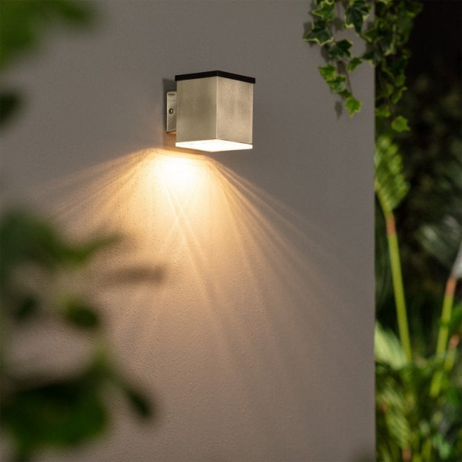 Edit Lighting Edit Jafaro Outdoor Solar Wall Light In Stainless Steel Finish