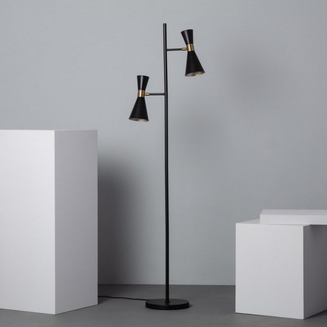 Edit Lighting Edit Jigger 2 Light Floor Lamp in Black Finish