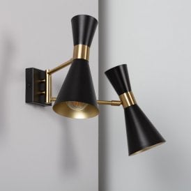 Edit Jigger 2 Light Wall Fitting in Black And Brass Finish