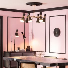 Edit Jigger 6 Light Multi Arm Semi-Flush Ceiling Light In Black and Gold Finish