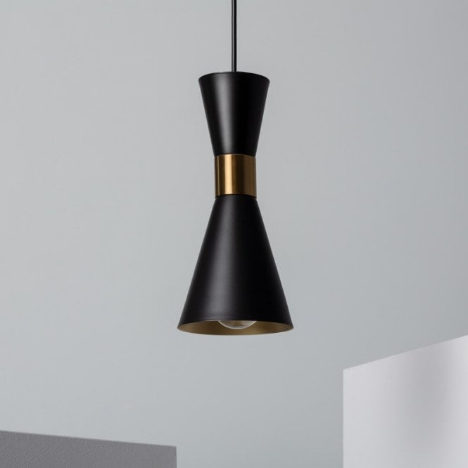 Edit Lighting Edit Jigger Single Light Ceiling Pendant In Black and Gold Finish