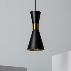 Edit Jigger Single Light Ceiling Pendant In Black and Gold Finish