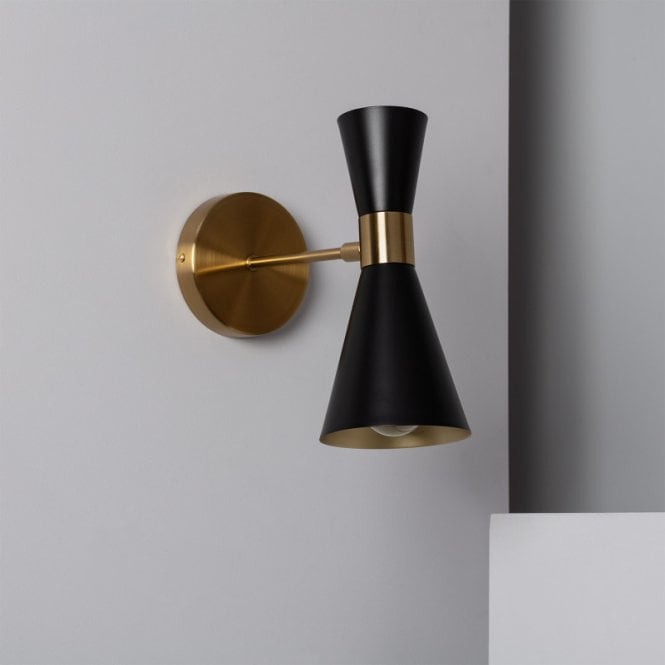 Edit Lighting Edit Jigger Single Light Wall Fitting in Black And Brass Finish