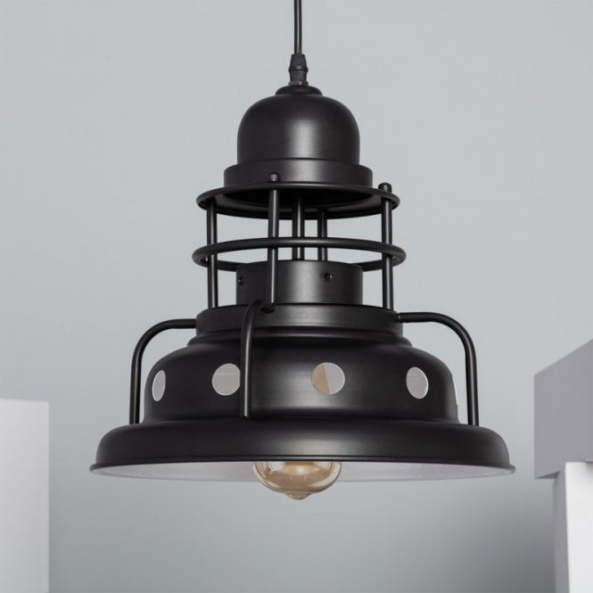 Edit Lighting Edit Kahawa Single Light Ceiling Pendant Light In Black Finish