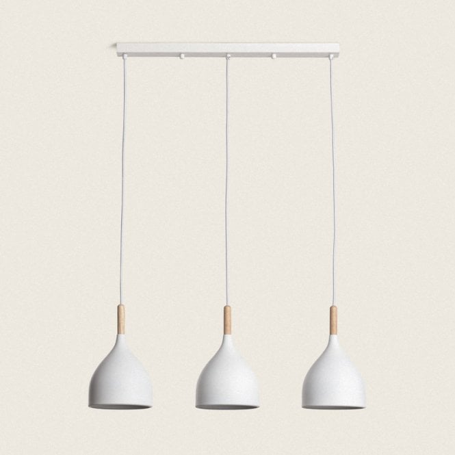 Edit Lighting Edit Karlek 3 Light Bar Ceiling Pendant In White & Wood Finish