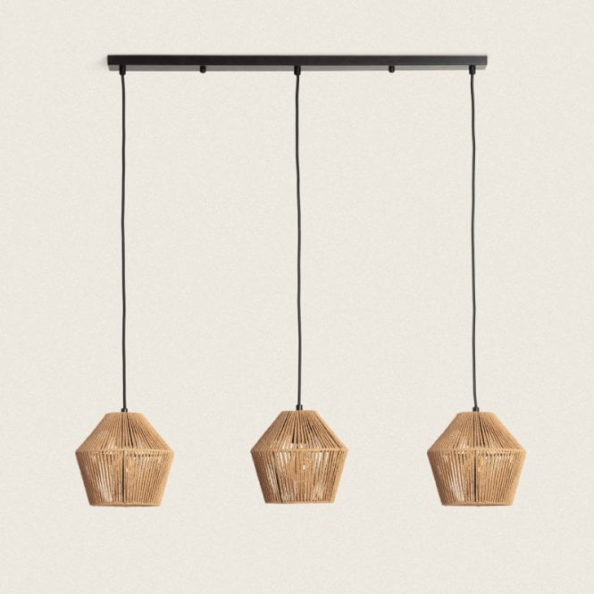Edit Lighting Edit Kirito 3 Light Bar Ceiling Pendant In Natural Rattan Finish