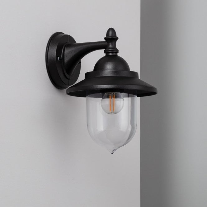 Edit Lighting Edit Klasik Outdoor Hanging Wall Lantern in Black Finish With Clear Diffuser