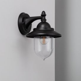 Edit Klasik Outdoor Hanging Wall Lantern in Black Finish With Clear Diffuser