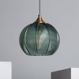 Edit Klimt Single Light Glass Ceiling Pendant In Green Finish