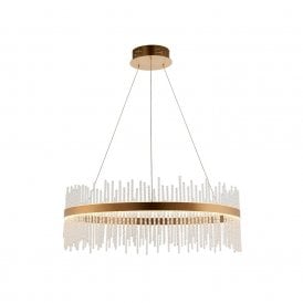 Edit Langham Glass LED Chandelier in Brushed Gold Finish