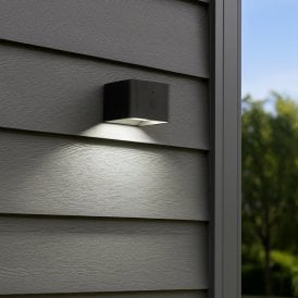 Edit Lefkada USB Rechargeable LED Outdoor Wall Light with Remote Control - Black