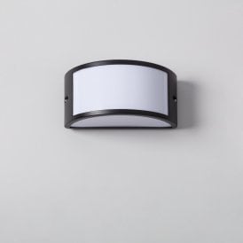 Edit Lenir Single Light Outdoor Flush Wall Fitting in Black Finish With Opal Diffuser