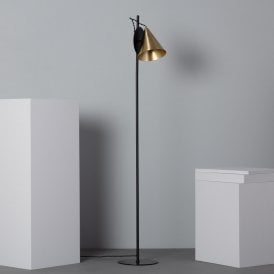 Edit Liceo Single Light Floor Lamp In Black and Gold Finish