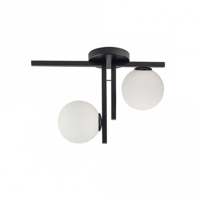 Edit Lighting Edit Link 2 Light Semi Flush Ceiling Fitting In  Black and White Finish