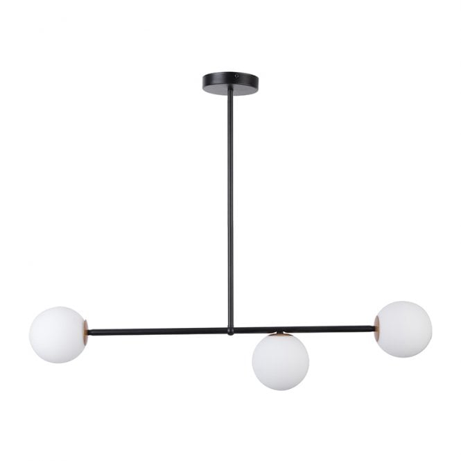 Edit Lighting Edit Link 3 Light Bar Ceiling Pendant in Black Finish with White Glass Shades