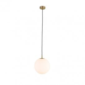 Edit Logan 250 Glass Ceiling Pendant Light - Brass & White