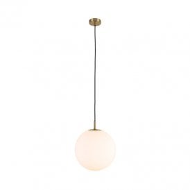 Edit Logan 300 Glass Ceiling Pendant Light - Brass & White