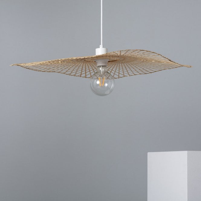 Edit Lighting Edit Longnan Single Light Ceiling Pendant In Natural Rattan Finish