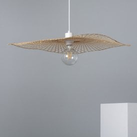 Edit Longnan Single Light Ceiling Pendant In Natural Rattan Finish
